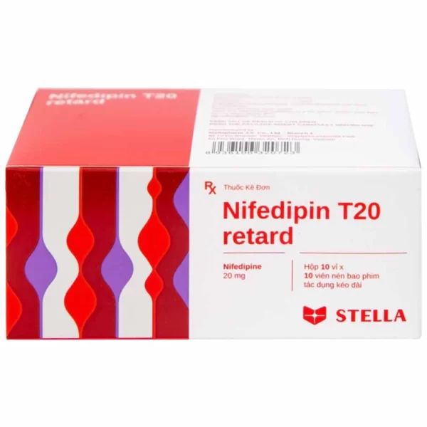 Viên nén Nifedipin T20 retard Stella dự phòng đau thắt ngực, điều trị tăng huyết áp (10 vỉ x 10 viên) - Hình ảnh 3