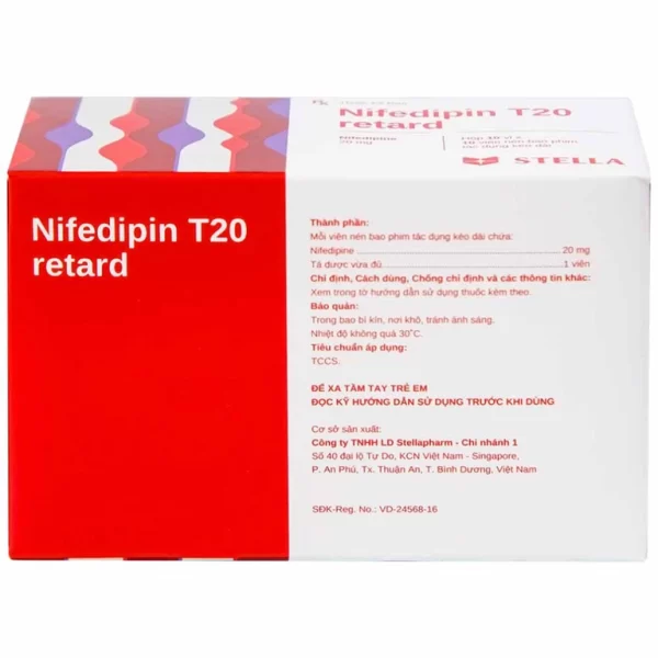 Viên nén Nifedipin T20 retard Stella dự phòng đau thắt ngực, điều trị tăng huyết áp (10 vỉ x 10 viên) - Hình ảnh 4