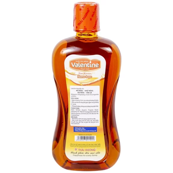 Nước súc miệng Valentine Thái Dương diệt khuẩn, bảo vệ răng miệng (500ml) - Hình ảnh 3