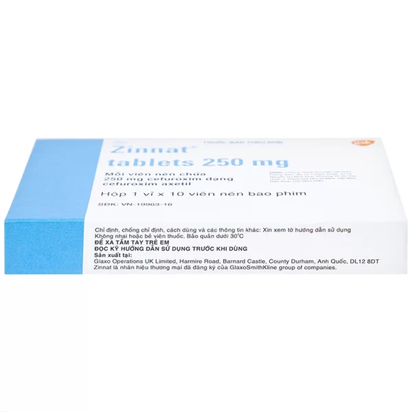 Thuốc Zinnat 250mg GSK điều trị nhiễm khuẩn (1 vỉ x 10 viên) - Hình ảnh 3