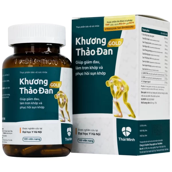 Viên uống Khương Thảo Đan Gold hỗ trợ giảm đau và phục hồi sụn khớp (Hộp 120 viên)