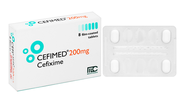 Thuốc Cefimed 200mg Medochemie điều trị viêm phế quản, giãn phế quản nhiễm khuẩn (2 vỉ x 4 viên)