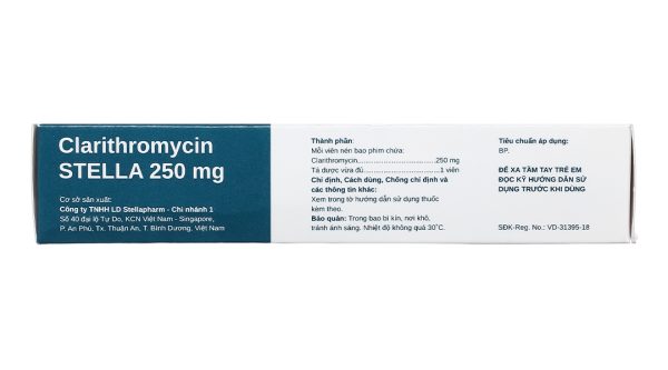 Clarithromycin Stella 250mg trị nhiễm khuẩn do các vi khuẩn nhạy cảm (2 vỉ x 10 viên) - Hình ảnh 4