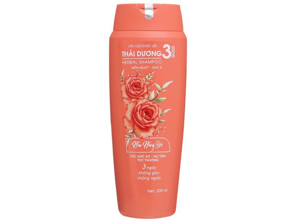 Dầu gội dược liệu Thái Dương 3 hoa hồng đỏ làm mềm mượt và bồng bềnh tóc (200ml)