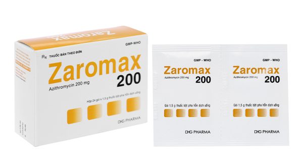 Bột pha hỗn dịch uống Zaromax 200 DHG Pharma điều trị viêm phế quản, viêm phổi (24 gói) - Hình ảnh 3