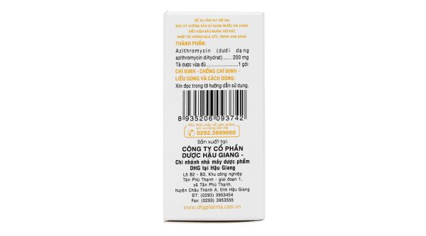 Bột pha hỗn dịch uống Zaromax 200 DHG Pharma điều trị viêm phế quản, viêm phổi (24 gói) - Hình ảnh 4